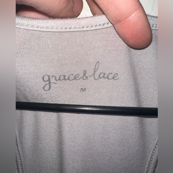 Grace & Lace Gray Floral Lace Layered Tank Top - Picture 3 of 4